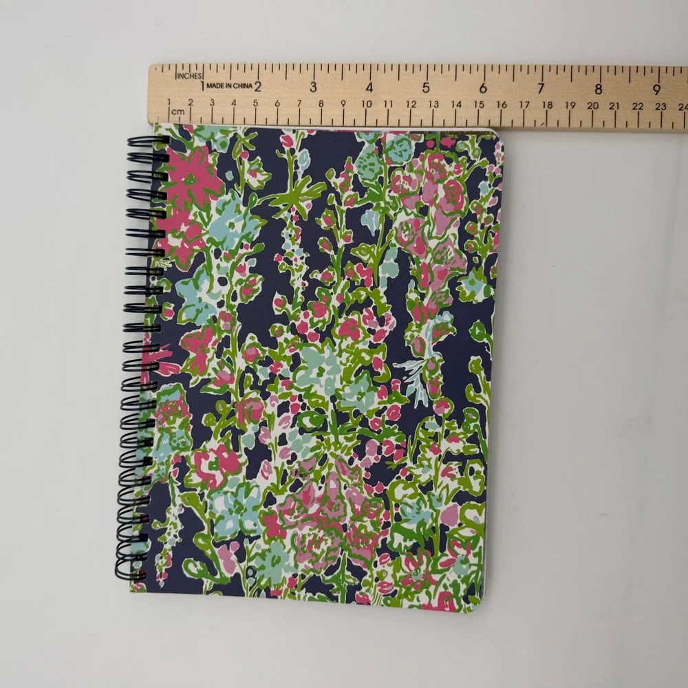 Lilly Pulitzer Floral Spiral Notebook Navy Pink Green Lined Journal Palm Beach